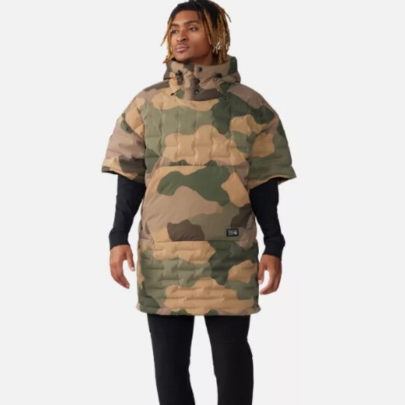 NWT Mountain Hardwear Stretchdown Poncho Size S/M Camo Camping - Picture 2 of 11